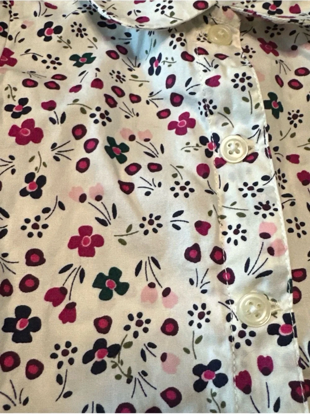 Gymboree White Button-Down Shirt with Pink & Green Floral Print